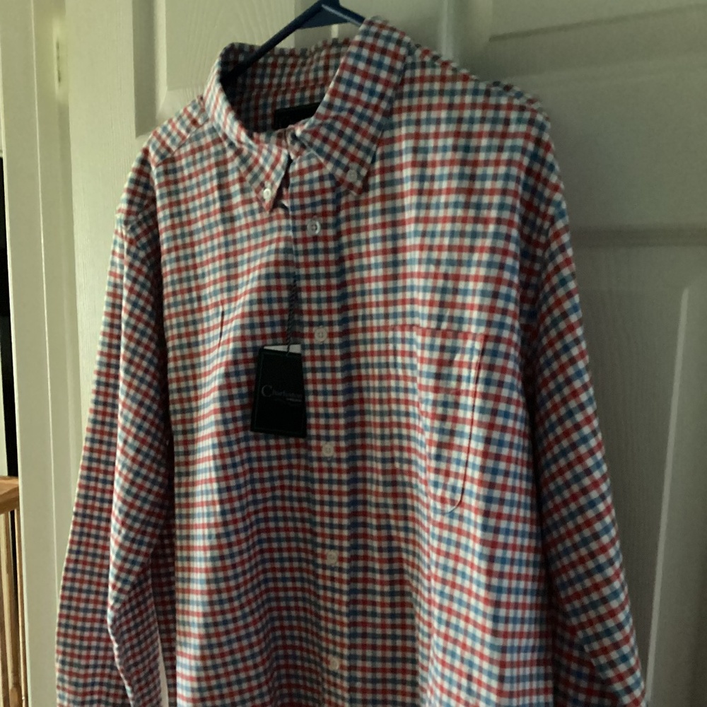NWT Charleston Threads plaid button up shirt size XL